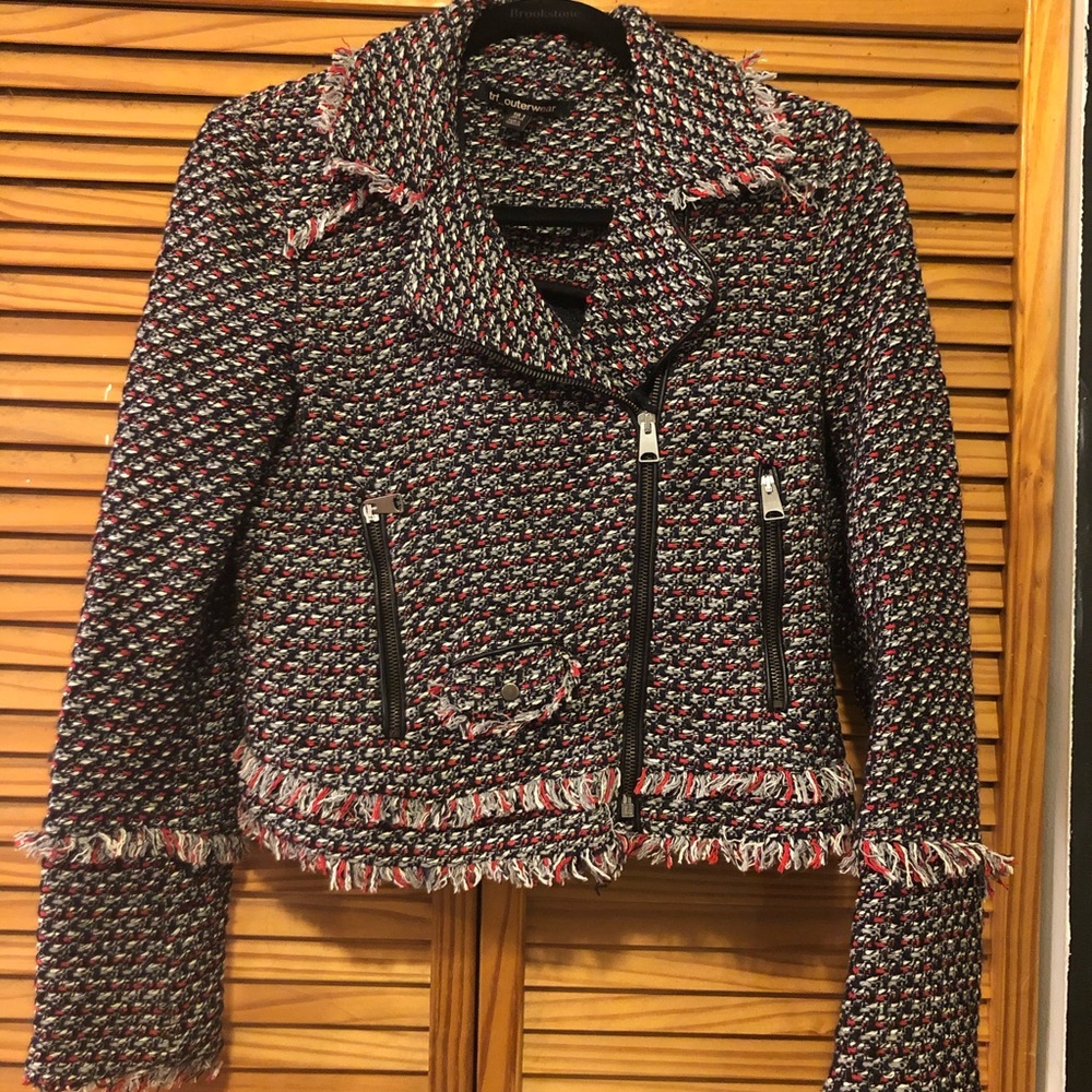 Zara Red and Black Soft Tweed Blazer